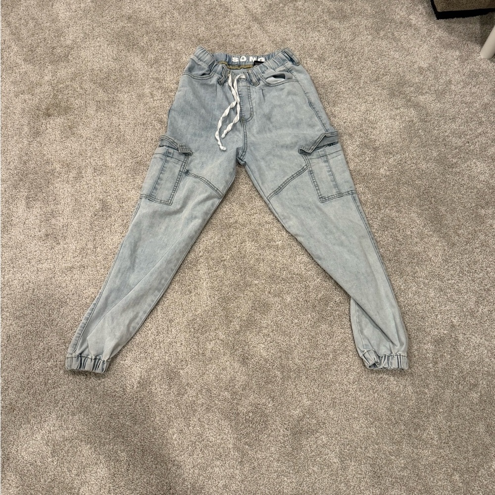 Women's Light Blue Cargo Jeans